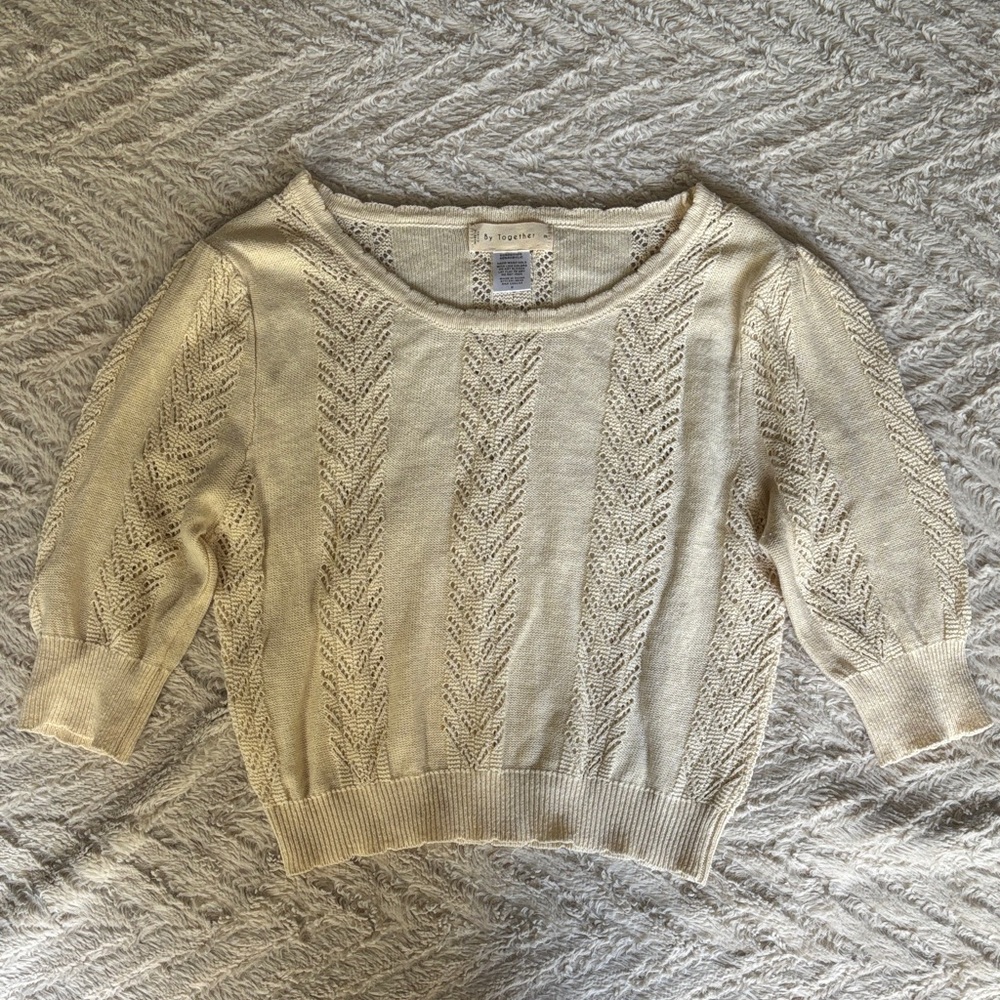 By Together Ivory Sweater with Textured Design M
